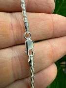 Sterling Silver Diamond-Cut Wheat Chain 2mm Solid 925 Unique Spiga Necklace 24"