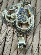 10k Yellow Gold Ornate Love Heart Pendant Clear CZ Charm