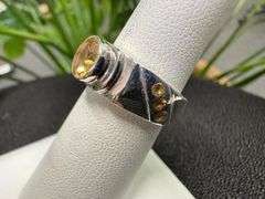 Sterling Silver Citrine Gemstone Ring Size 6