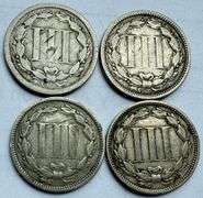 1866 1867 1873 &1881 3 Cent Nickels