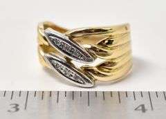 Unique 18K Yellow Gold Diamond Ring with White Gold Accents