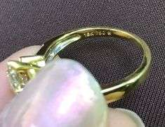 18k Yellow Gold Marquise and Baguette Natural Diamond Engagement Ring