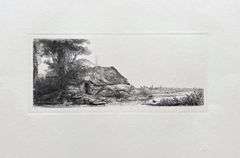 Rembrandt, LANDSCAPE WITH COTTAGE, Highly Collectible Etching