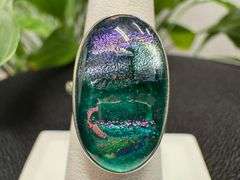 Sterling Silver 925 One of a Kind Dichroic Glass Ring Size 6
