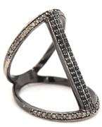 925 Sterling silver black rhodium diamond fancy ring