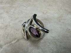 Sterling Silver Natural Gemstone Amethyst Ring Size 8