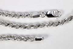 Sterling Silver Diamond-Cut Rope Chain 3.7mm Solid 925 Italy New Necklace 30"