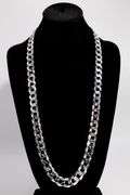 Men's 13mm Solid .925 Sterling Silver Flat Curb Chain Link Italy Necklace 26"