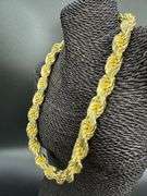 18k Gold Plated Sterling Silver Heavy Diamond-Cut Rope Chain 18mm Solid 925 Italy Necklace 26"