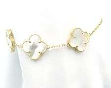 Lovely 14K Yellow Gold Mother of Pearl 3 Motif Bracelet
