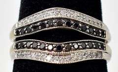Amazing 14K White Gold Black Spinel and Diamond Ring