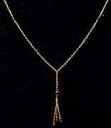 Adorable 14K Yellow Gold Beaded Tassel Necklace