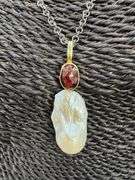 Oxidized Sterling Silver 925 Chain with Baroque Pearl & Garnet Stone 18k Gold Plating Custom Piece