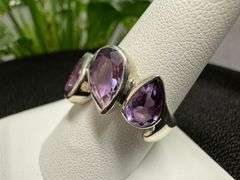 Sterling Silver 925 Natural Gemstone Amethyst Ring Size 7.5