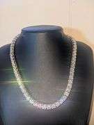 White Gold Plate Huge 61 Cttw Lab Simulated Diamond Tennis Necklace