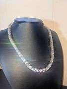 White Gold Plate Huge 61 Cttw Lab Simulated Diamond Tennis Necklace