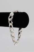 Men's 14.8mm Solid .925 Sterling Silver Flat Curb Chain Link Italy Bracelet 9"