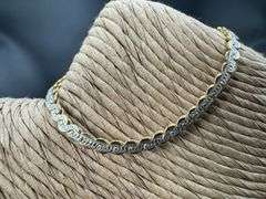 Sterling Silver 925 Serpentine 7" Two Tone Bracelet with 24k Gold Plating