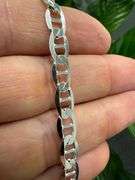 Sterling Silver Flat Marina Link Chain 6.6mm 925 Italy Anchor Mariner Necklace 18"