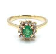 Feminine 14K YG Emerald & Diamond Ring