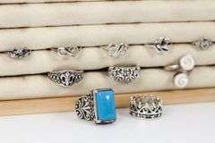 Sterling Silver Curated Ring Assortment Various Sizes & Styles (10 Ring Lot)