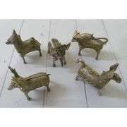 Lot of 5 Dhokra Metal Art Animal Figures