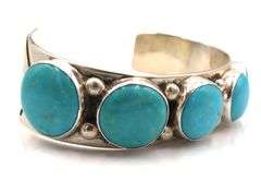 Vintage 925 sterling silver signed turquoise cuff bangle