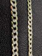 Gold Plated Sterling Silver Curb Pave Two Tone 925 Made in Italy Necklace 4.3mm Wide 24" Long