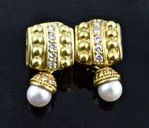 High-End Adaptable 18K Diamond and Pearl Earrings