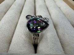 Sterling Silver Mystic Quartz Stone Ring Size 8