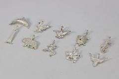 .925 Sterling Silver Frosted Finish Charm Set Lot of 10 Charms/Pendants