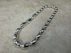 Sterling Silver Italian Oval Ball Bead Chain 4mm 925 Italy Rice Bracelet 8"