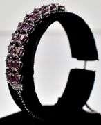 Pink Saphire and Cz Gemstone Adjustable Bracelet in Sterling Silver