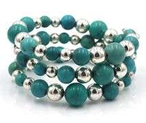 Turquoise and silver multi strand bangle