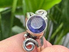 Sterling Silver 925 Iolite Gemstone Ring Size 8