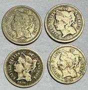 1865 1868 1870 1872 3 Cent Nickels