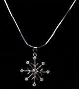 CZ Gemstone Snowflake Pendant Necklace in Sterling Silver