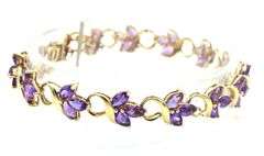 14kt Yellow gold marquise amethyst flower Infinity station bracelet