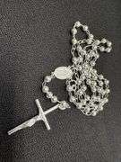 Sterling Silver Rosary Long Curb 5mm Cross Catholic Prayer Necklace 925 Chain