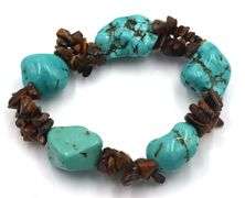 Turquoise and tiger eye chunky bracelet