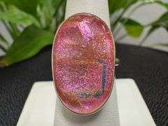 Sterling Silver 925 One of a Kind Dichroic Glass Ring Size 7.75