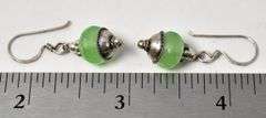 Green Gemstone Beaded Dangle Earrings in Sterling Silver