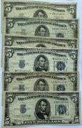 1934 A-D  1953 1953A $ 5 Silver Certificates