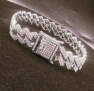 Sharp 35 Gram Tri-Layered 14 Kt White Gold Plated Miami Cuban Link Bracelet