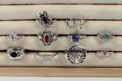 Sterling Silver Curated Ring Assortment Various Sizes & Styles (10 Ring Lot)