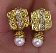 High-End Adaptable 18K Diamond and Pearl Earrings