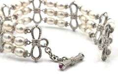 Judith Ripka 925 sterling silver and cultured fresh water pearl strand bracelet