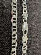 Sterling Silver Flat Marina Link Chain 6.6mm 925 Italy Anchor Mariner Necklace 24"