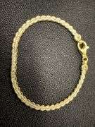 Sterling Silver 925 Serpentine 7" Two Tone Bracelet with 24k Gold Plating