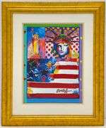 Rare Peter Max Original Mixed Media Better World III, 1999